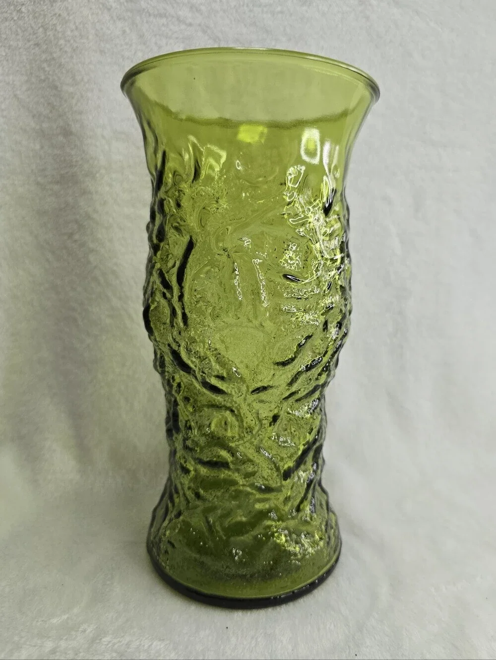 Vintage 60s EO Brody Cleveland USA Avocado Green Crinkle Vase, MCM